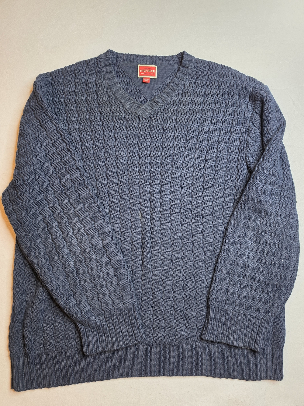 Tommy‎ Hilfiger Denim Men's Navy V-Neck Cable Knit Sweater 3XLT 3XGT